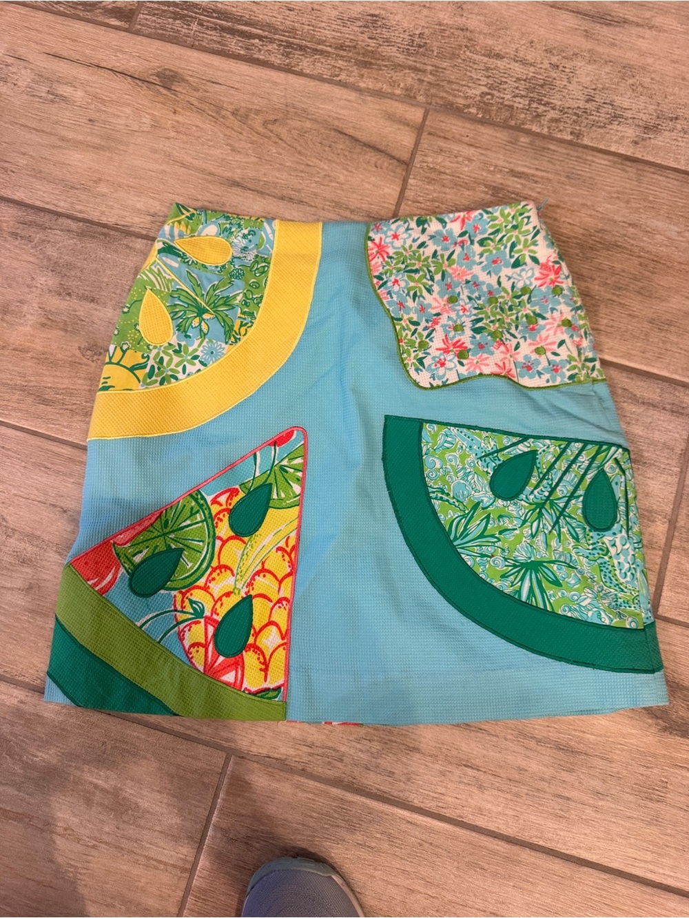 Lilly Pulitzer Patchwork Mini Skirt Applique Fruit VINTAGE White Tag Size 4